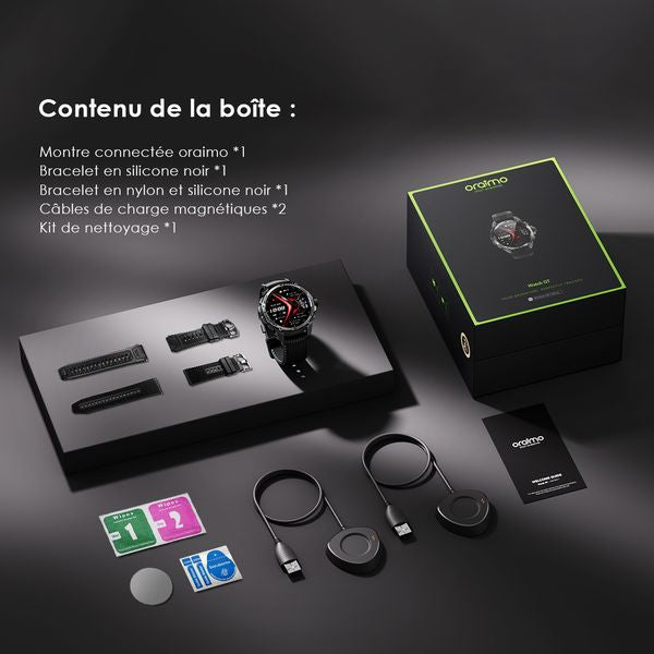 oraimo Watch GT Montre connectée GPS AMOLED 3ATM 1,43" avec deux bracelets interchangeables