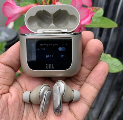 JBL Tour Pro 2, Écouteurs sans fil, Bluetooth,jusqu'à 40h d'autonomie, audio spatial, boîtier de recharge intelligent, Champagne