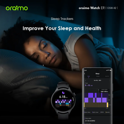 Montre connectée Oraimo ER OSW-42, écran AMOLED 1,43", étanche IP68 - Noir