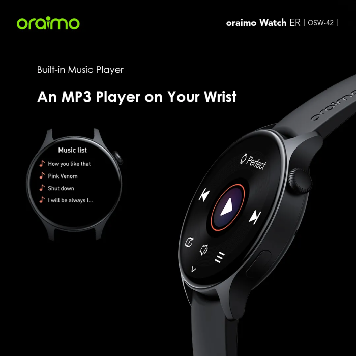 Montre connectée Oraimo ER OSW-42, écran AMOLED 1,43", étanche IP68 - Noir