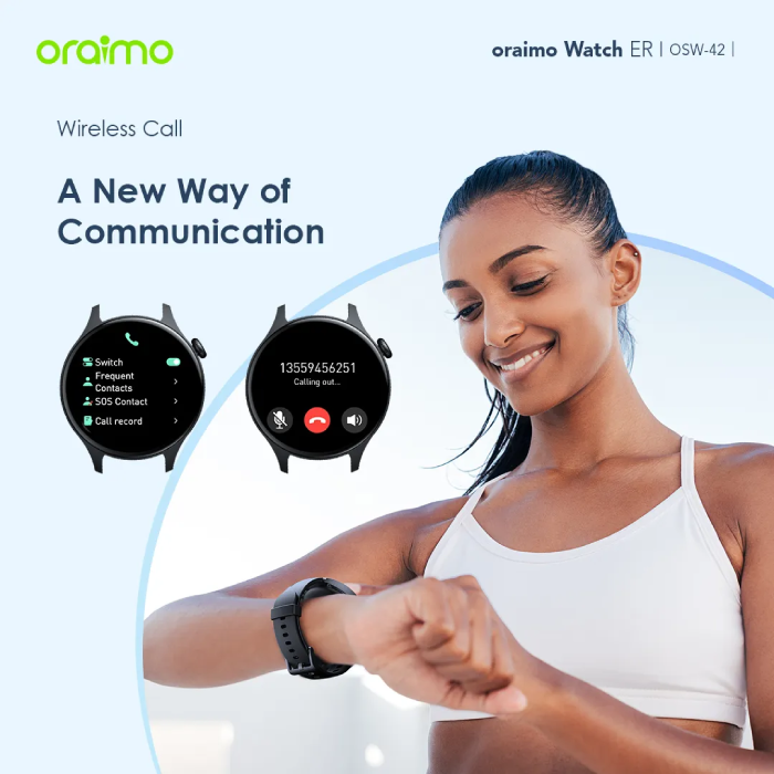 Montre connectée Oraimo ER OSW-42, écran AMOLED 1,43", étanche IP68 - Noir