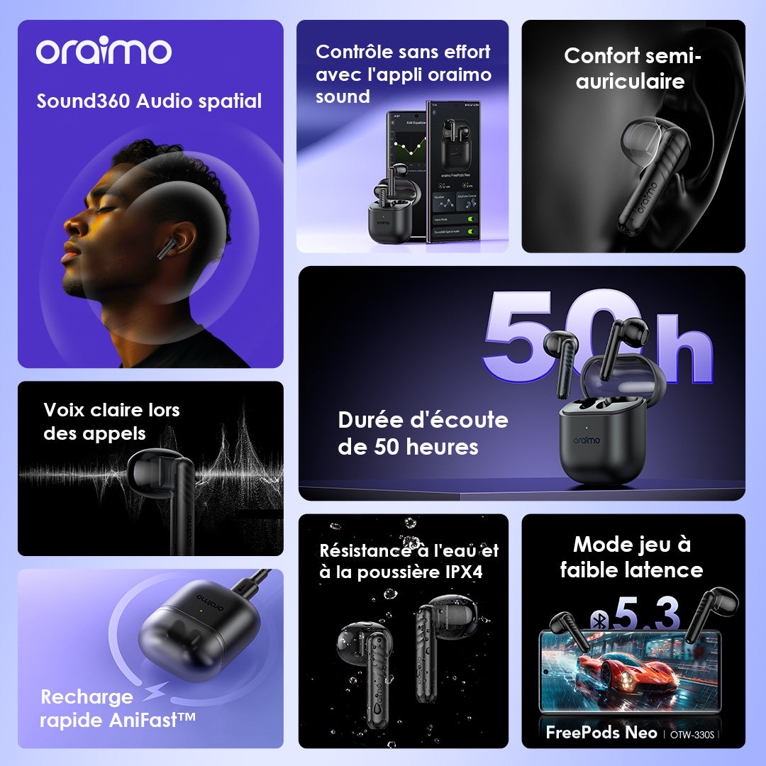 oraimo FreePods Neo Écouteurs sans fil ENC
