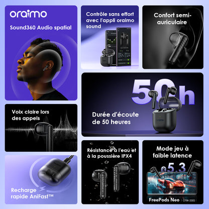 oraimo FreePods Neo Écouteurs sans fil ENC