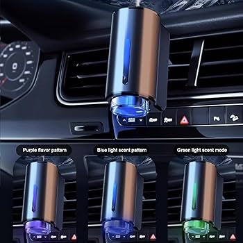 Diffuseur Voiture avec 50ml Parfum (Cologne), Sent Bon Diffuseur Électrique, On/Off Automatique, Atomiseur Ultrasonique, 3 Modes, Batterie Intégrée, Diffuseur d'Arômes pour Voiture Durée 5 Mois BJ-577