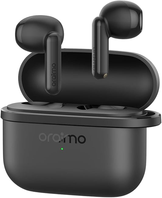 Oraimo OTW-324S SpaceBuds Air Écouteurs sans fil True Wireless avec confort semi-intra-auriculaire et 38 heures d'autonomie - Noir et Blanc