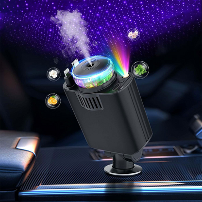Chargeur voiture rétractable 5 en 1 avec aromathérapie et lumière des étoiles –
