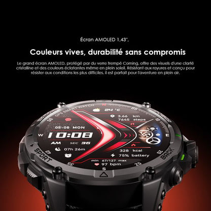 oraimo Watch GT Montre connectée GPS AMOLED 3ATM 1,43" avec deux bracelets interchangeables