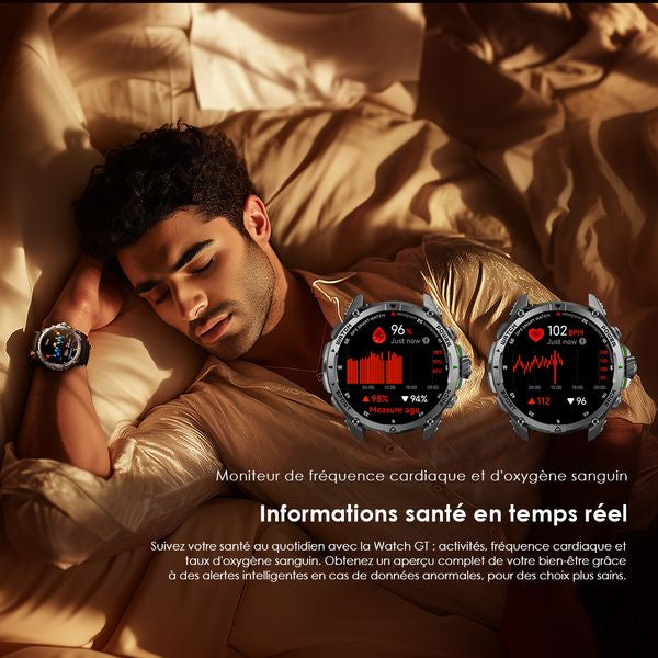 oraimo Watch GT Montre connectée GPS AMOLED 3ATM 1,43" avec deux bracelets interchangeables