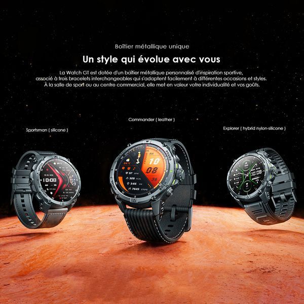 oraimo Watch GT Montre connectée GPS AMOLED 3ATM 1,43" avec deux bracelets interchangeables