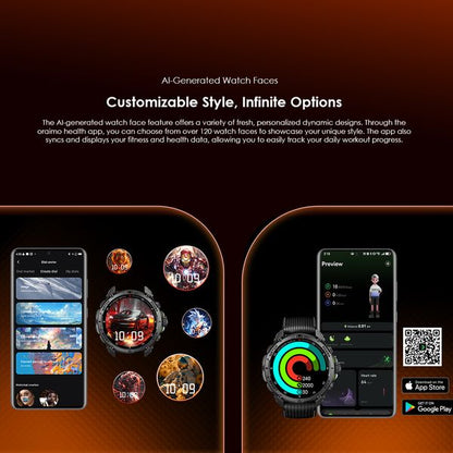 oraimo Watch GT Montre connectée GPS AMOLED 3ATM 1,43" avec deux bracelets interchangeables
