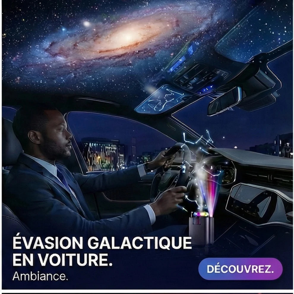 Chargeur voiture rétractable 5 en 1 avec aromathérapie et lumière des étoiles –